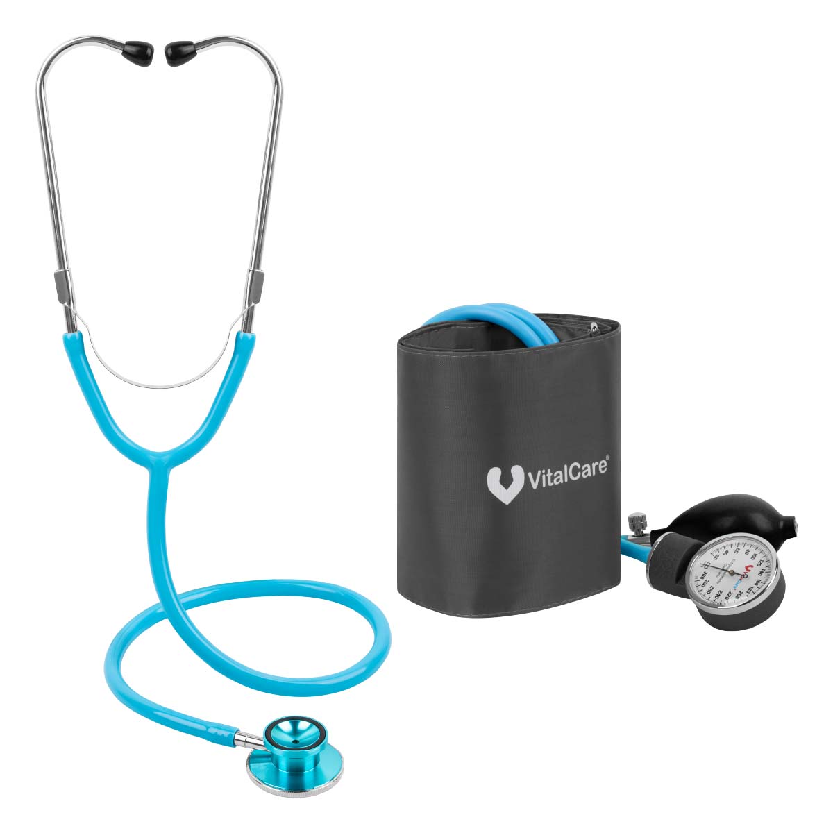 Baumanometro Aneroide Con Estetoscopio Doble Azul Vitalcare