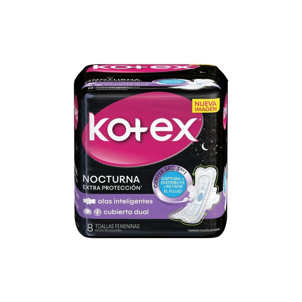 Toallas Sanitarias Kotex Nocturnas Proteccion Avanzada Con 8