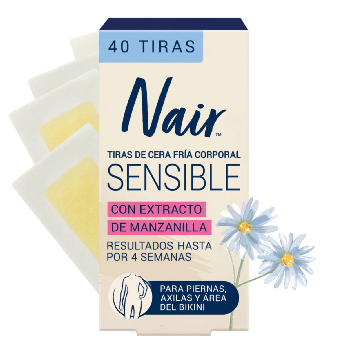 Cera Depiladora Nair Facial Cera Fria Sensible Con 40 Tiras - Image 2