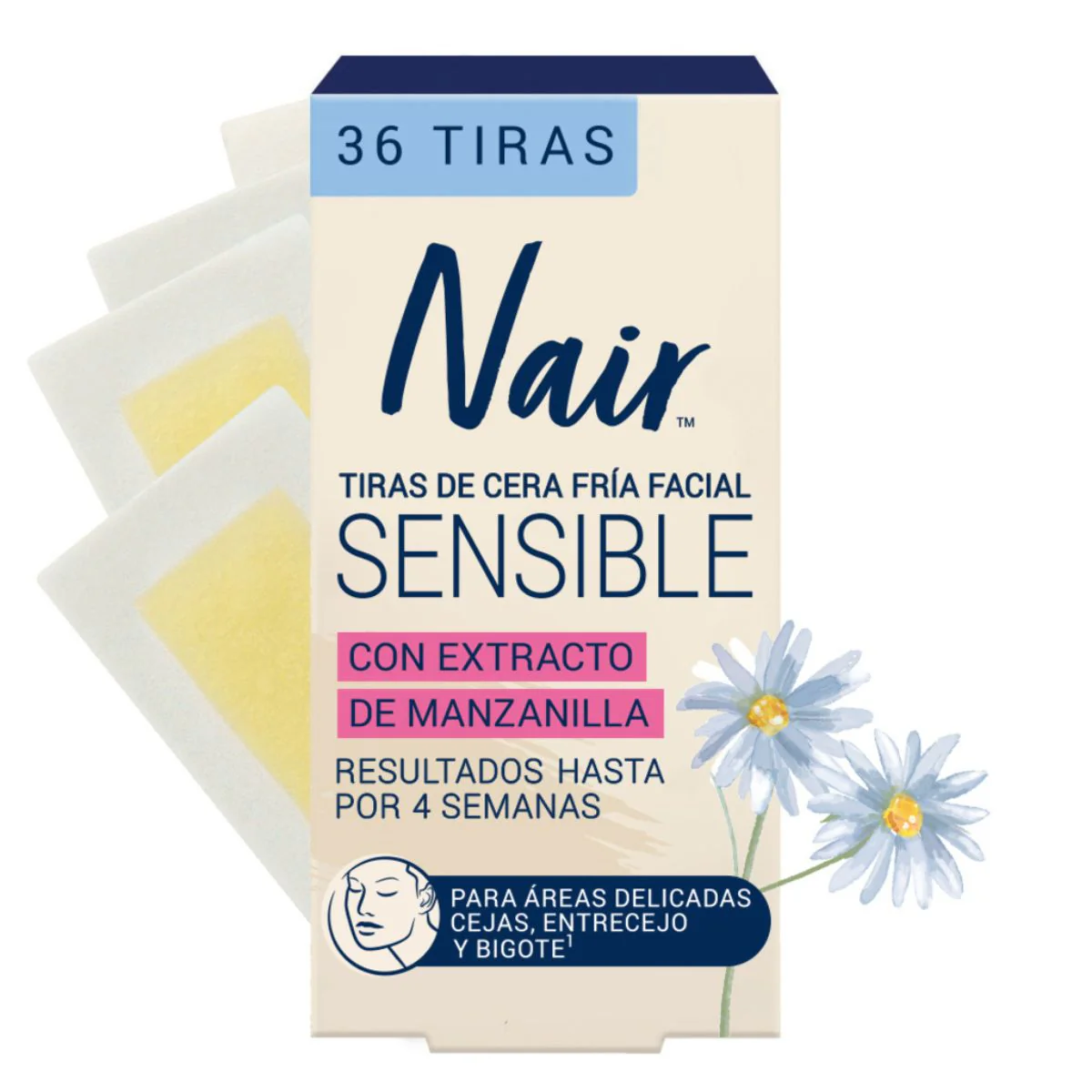 Depilador Nair Fac C-Fria Sensible Con 36 Tiras - Image 2