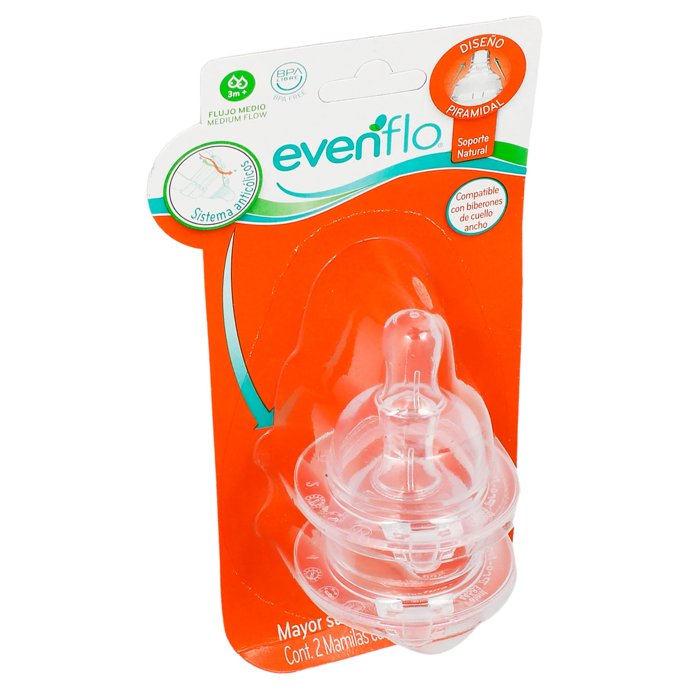 Mamila Evenflo Silicon Fluido Mediano Con 2 - Image 2