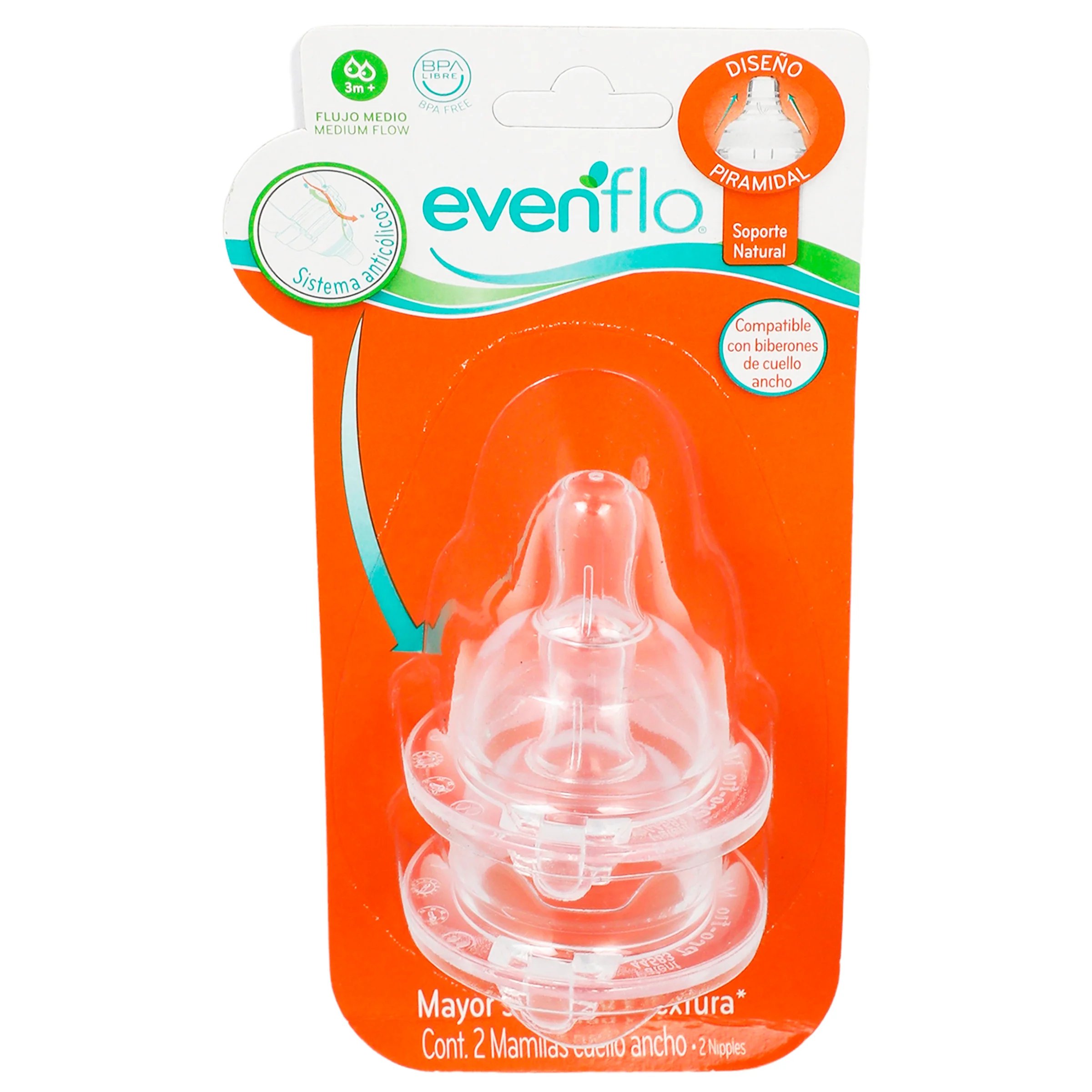 Mamila Evenflo Silicon Fluido Mediano Con 2 - Image 3
