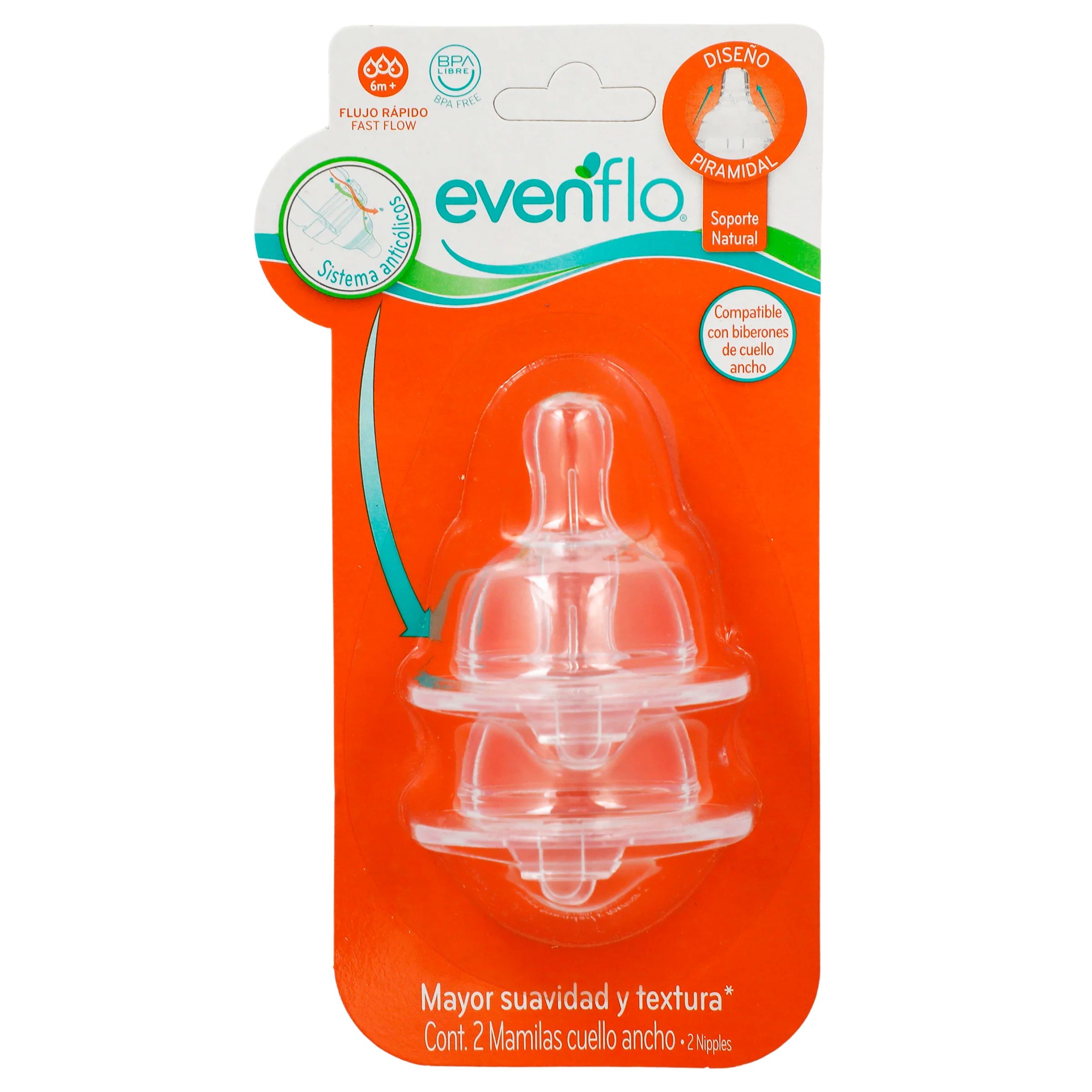 Mamila Evenflo Silicon Fluido Rapido Con 2 Piezas