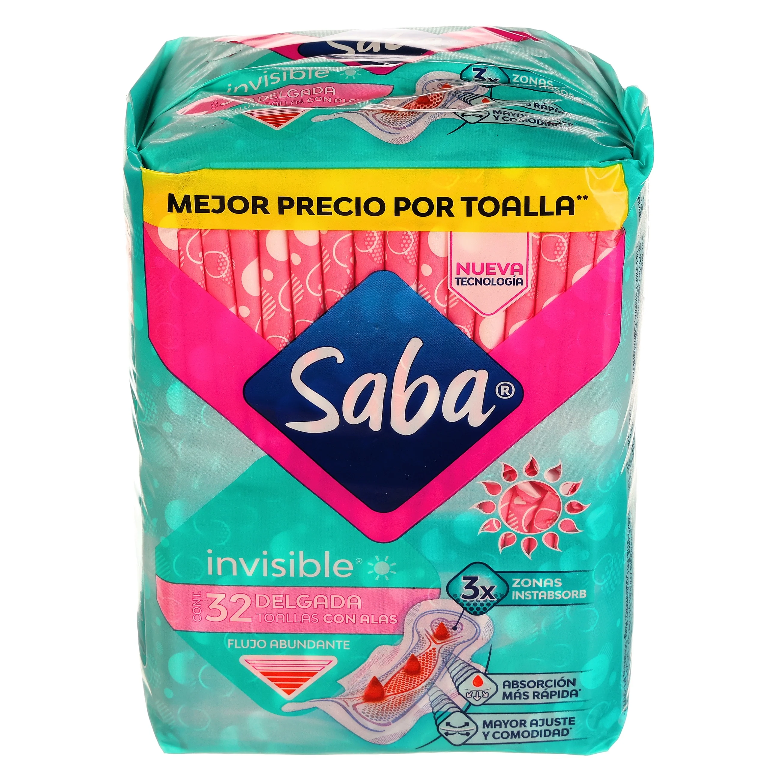Toallas Sanitarias Saba Invisible Delgada Con 32 Piezas - Image 3