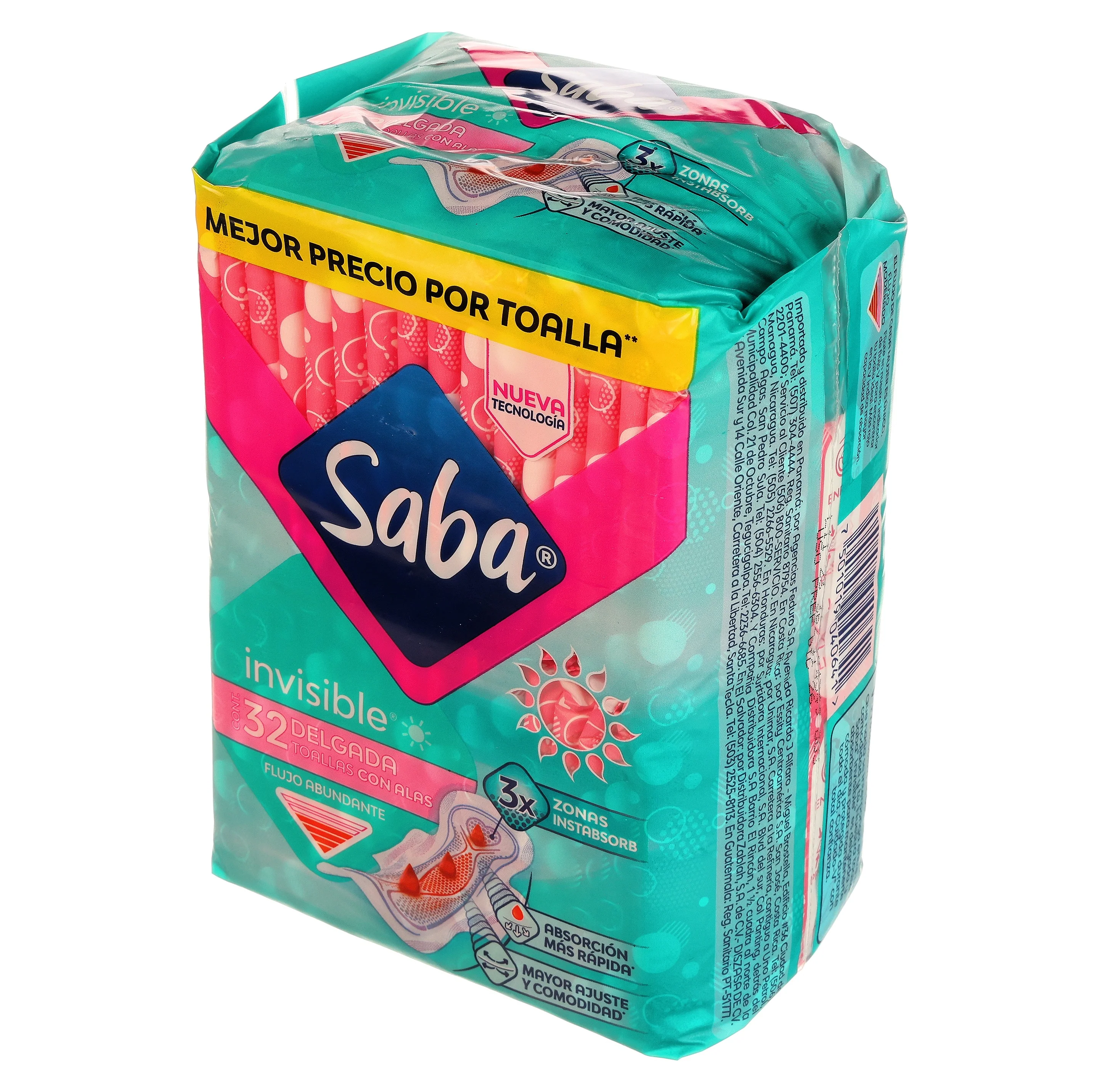 Toallas Sanitarias Saba Invisible Delgada Con 32 Piezas - Image 4