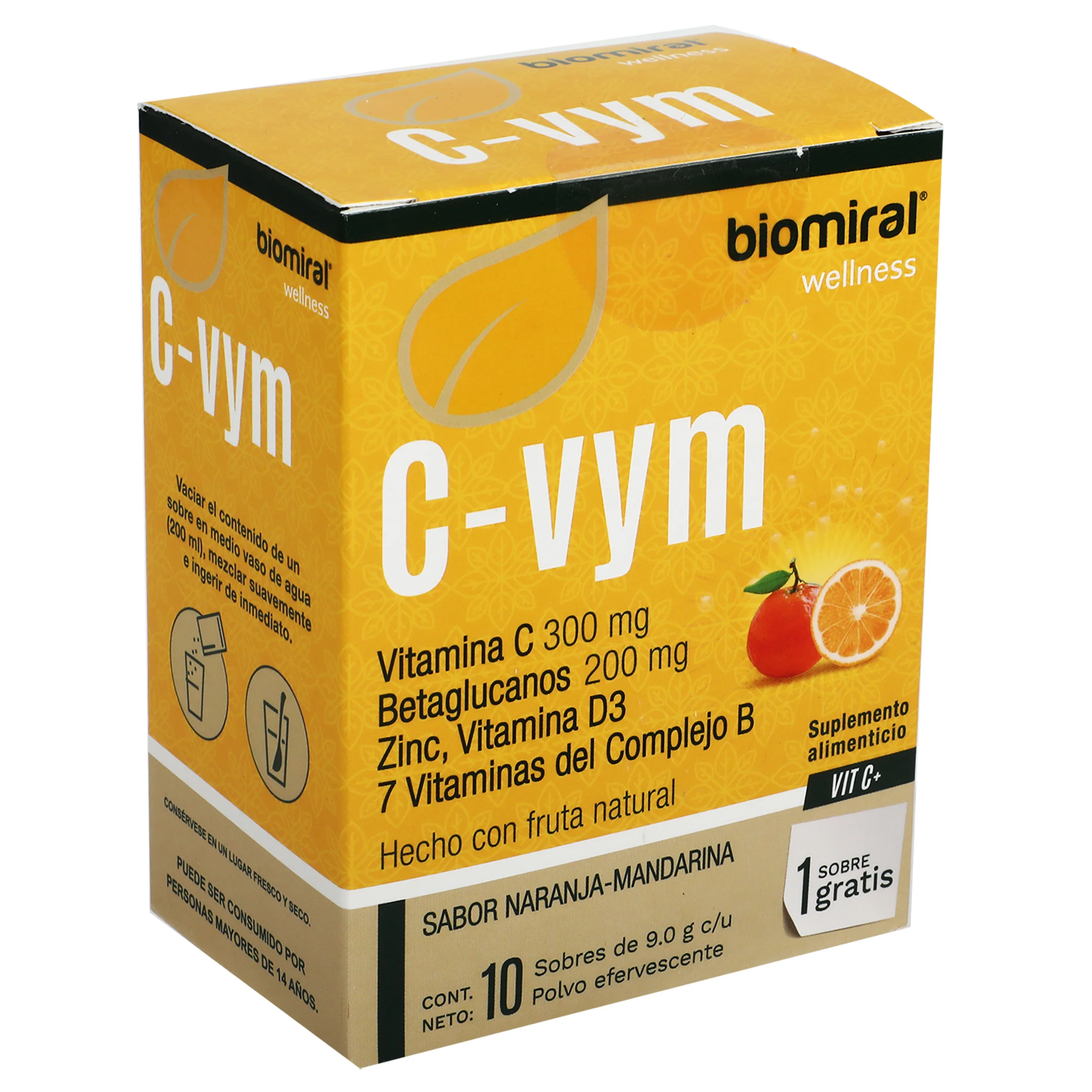 C-Vym (Vitamina Con Betaglucanos/Zinc Y Vitamina D3 Con 10 Sobres - Image 2