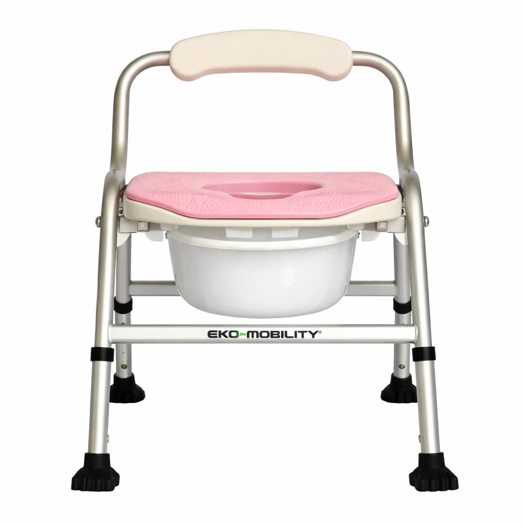 Silla Ducha/Comodo Rosa Aluminio Plegable Alt Ajustable - Image 3