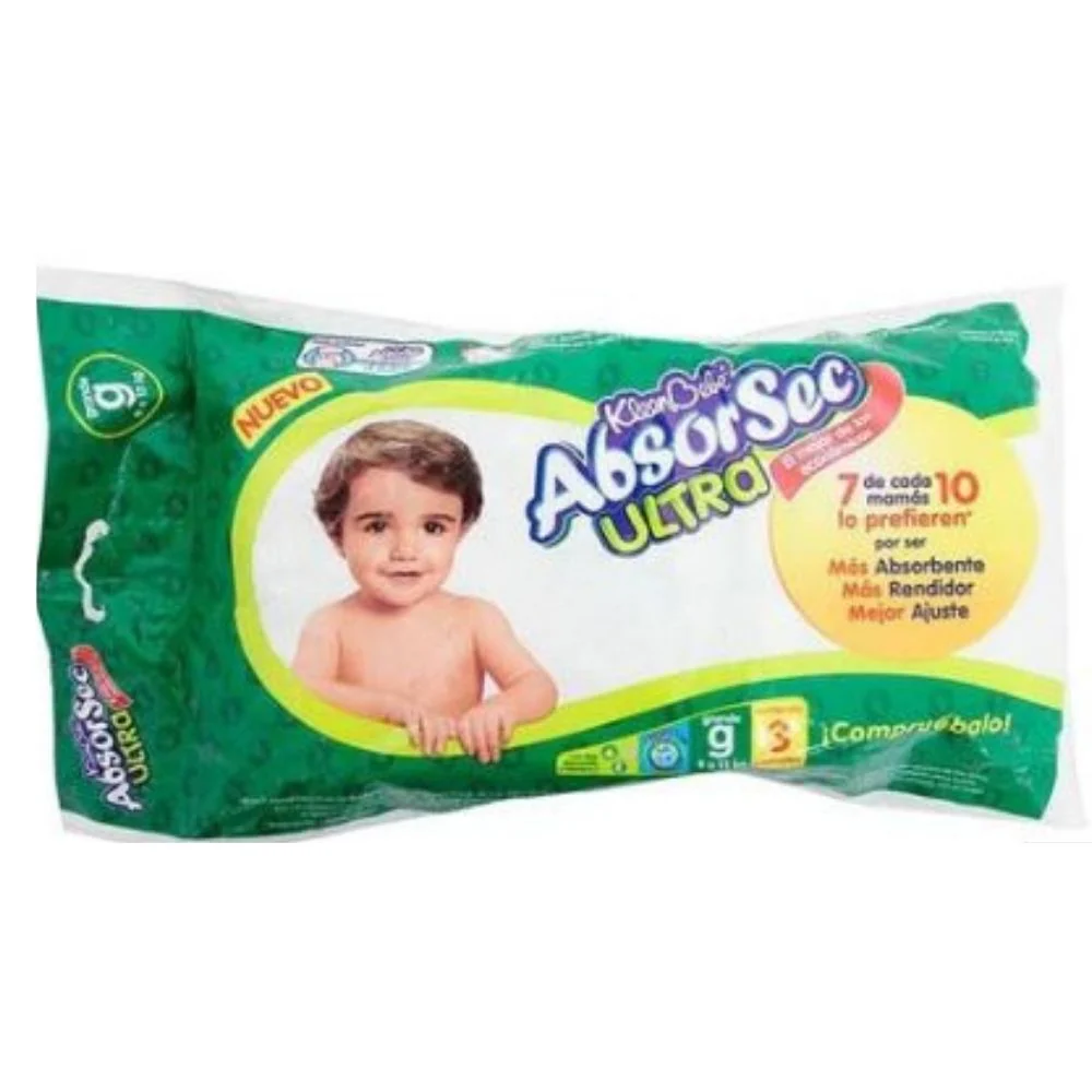 Pañal Kleenbebe Absorsec Ultra Grande Con 3 Piezas
