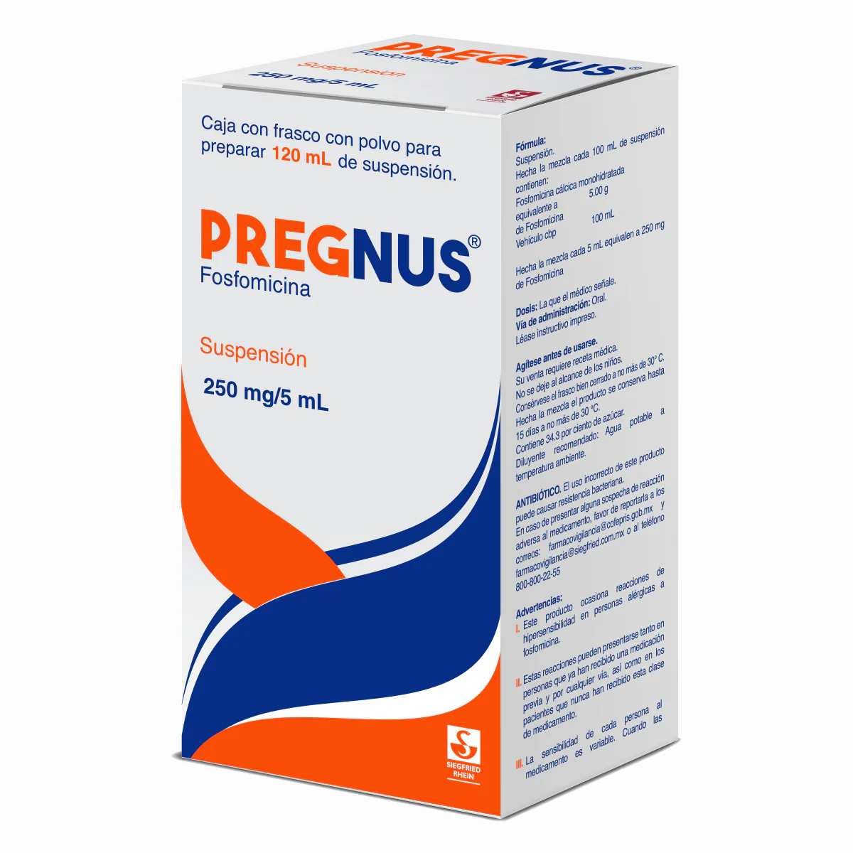 Pregnus Suspensión 250 Mg - Frasco Dosificador 120 Ml (Fosfomicina) - Image 2