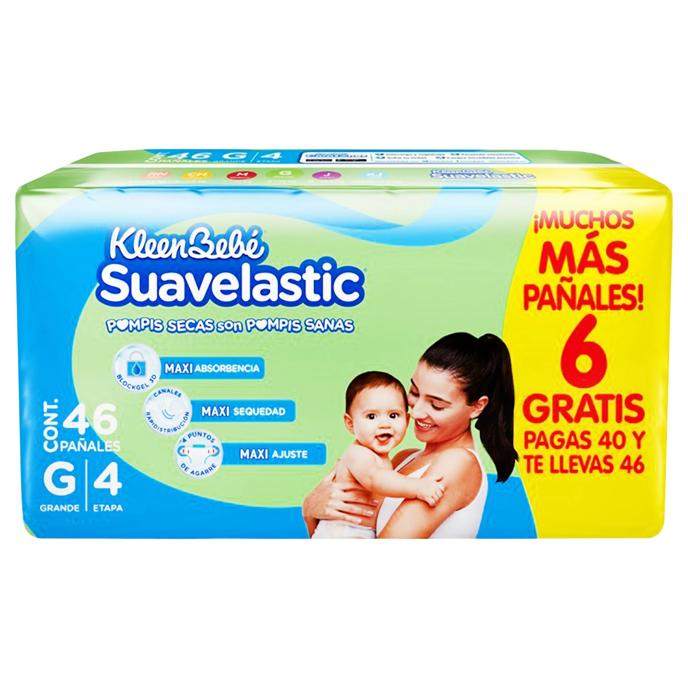 Pañal Suavelastic Con 46 Piezas Etapa 4 Grande