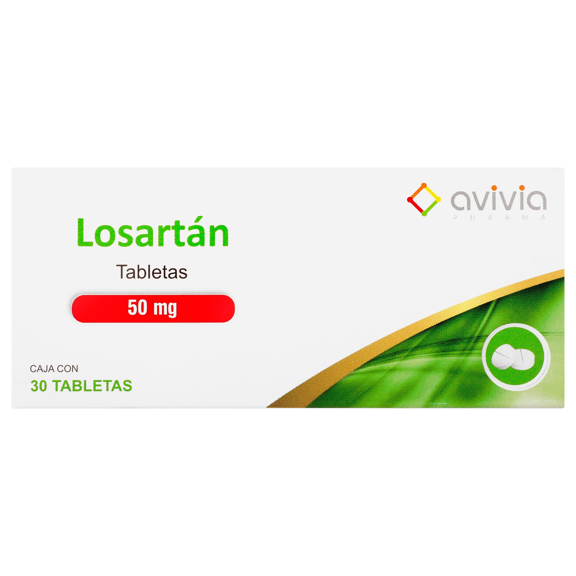Losartan 50 Mg Con 30 Tabletas Avivia