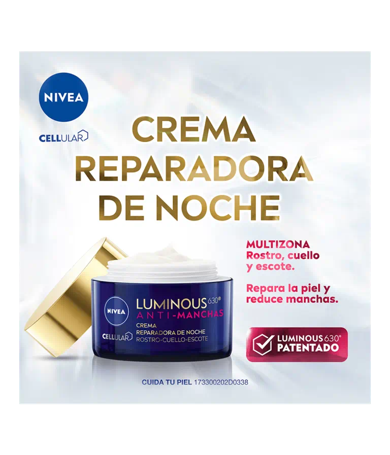 Crema Nivea Luminous 630 Anti Manchas Noche Reparadora Rostro Cuello Escote 50 Ml - Image 4