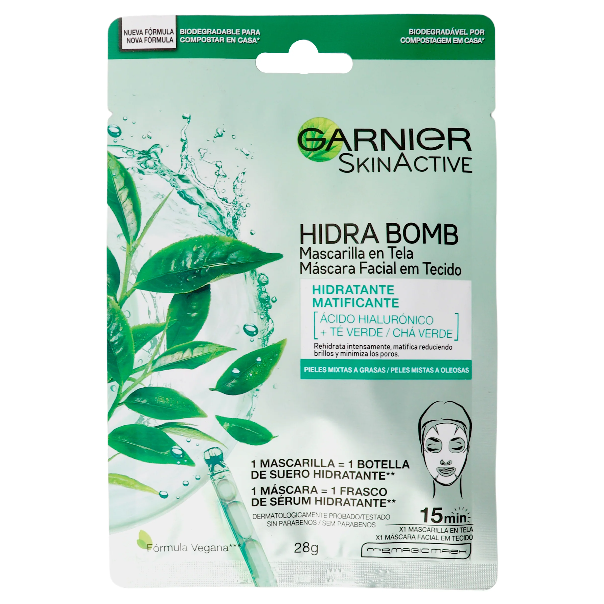 Mascarilla Facial Garnier Hidratante-B Te Verde