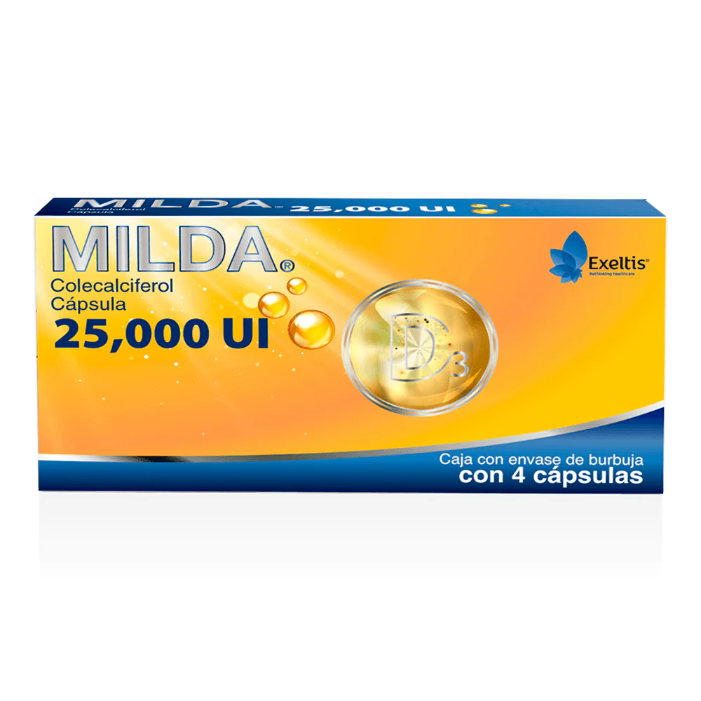 Milda 25000 Colecalciferol 4 Cápsulas