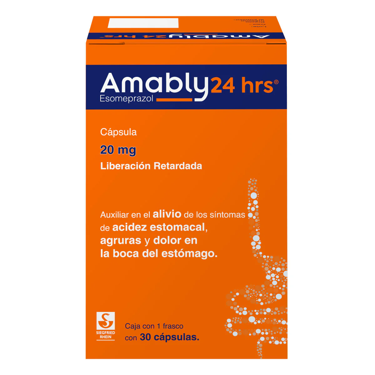 Amably 24 Hrs 20 Mg - Frasco Con 30 Cápsulas (Esomeprazol)