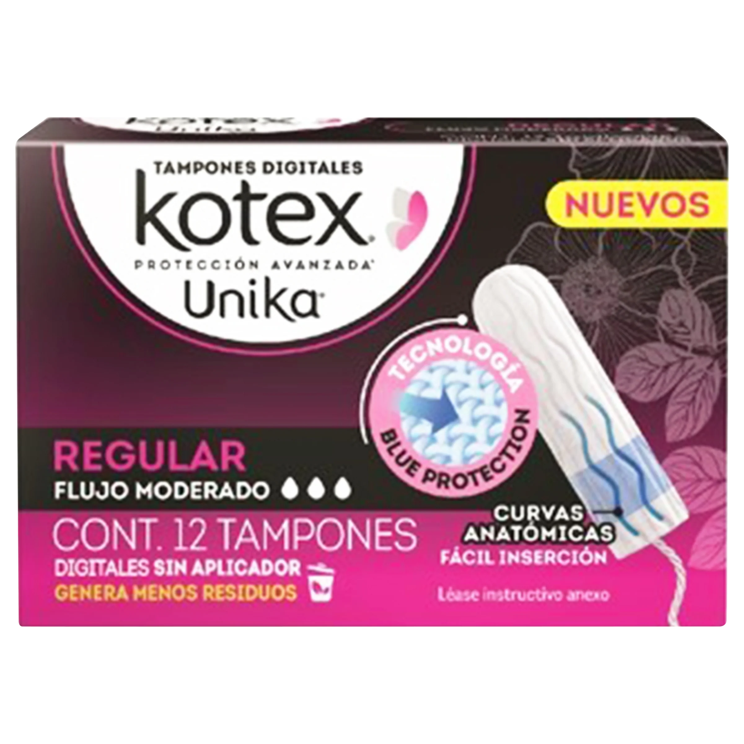 Tampones Kotex Unika Regular Con 12 Piezas