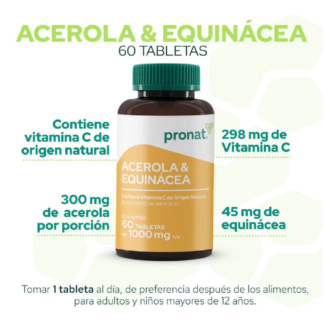 Acerola & Equinacea Adulto 1000 Mg Con 60 Tabletas Pronat - Image 4