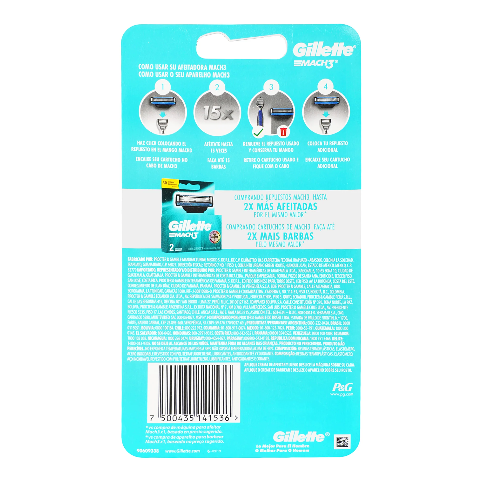 Rastrillo Gtte Mach3 Aqua Grip +1 Cartucho - Image 2