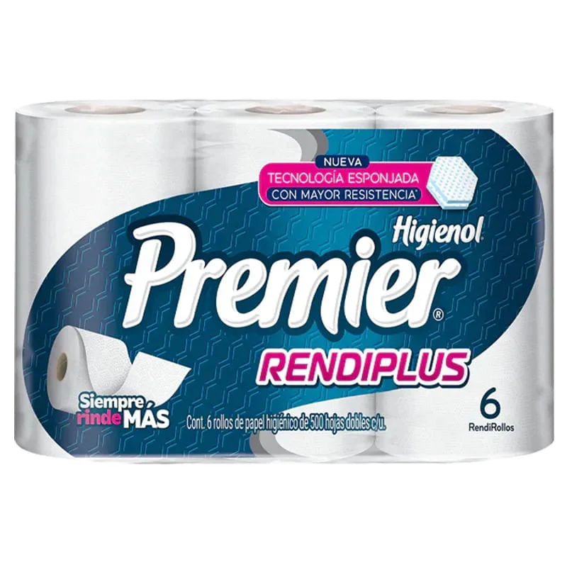 Papel Higienico Premier Rendiplus 500 Hd Con 6 Rollos
