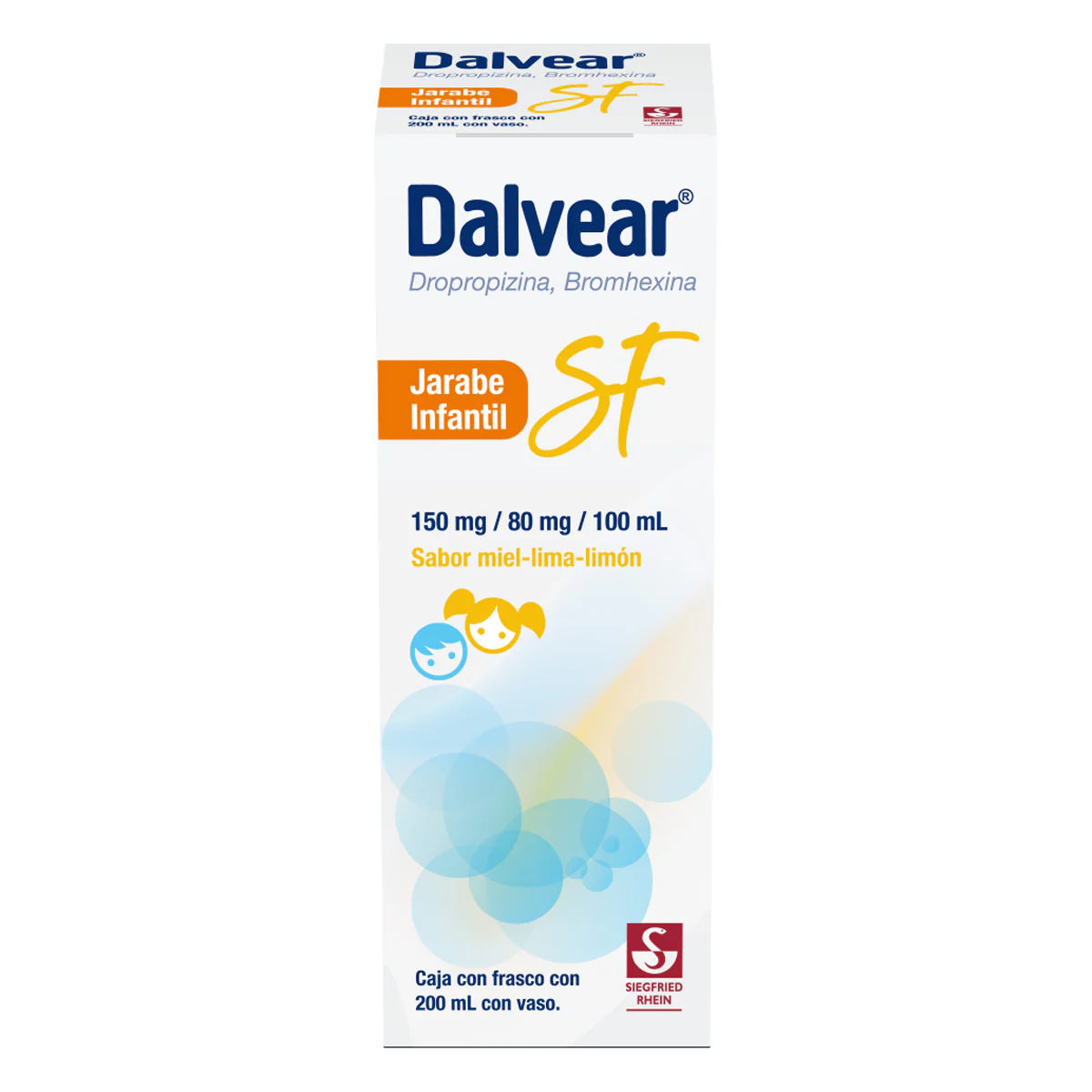 Dalvear Sf Infantil 150 Mg / 80 Mg - Jarabe Sabor Miel Y Lima Limón 200 Ml (Dropropizina Y Bromhexin