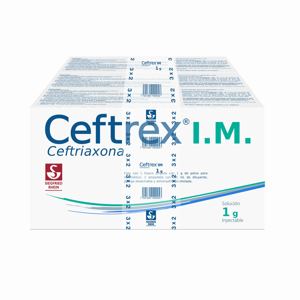 Ceftrex Im 1 G - Ampolletas Y Vial Para 3 Inyecciones (Ceftriaxona)