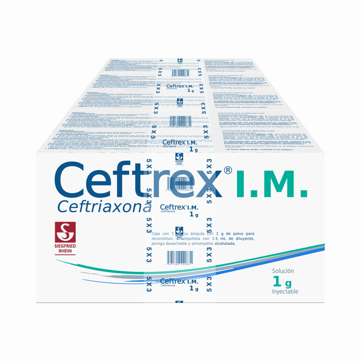 Ceftrex Im 1 G - Ampolletas Y Vial Para 5 Inyecciones (Ceftriaxona)