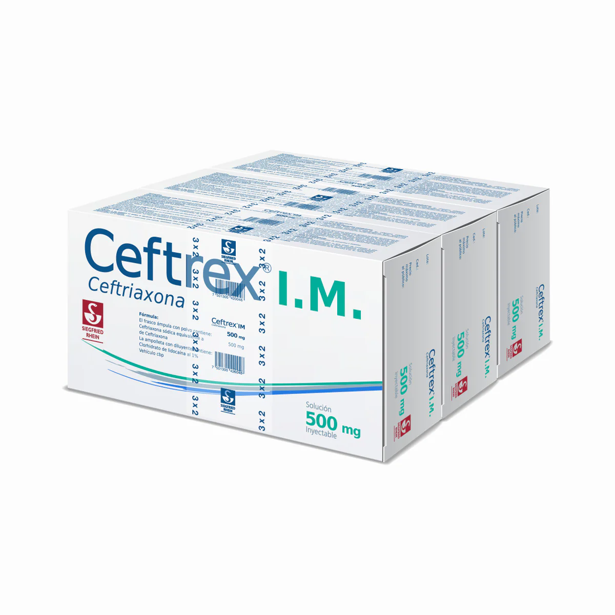 Ceftrex Im 500 Mg - Ampolletas Y Vial Para 3 Inyecciones (Ceftriaxona) - Image 2
