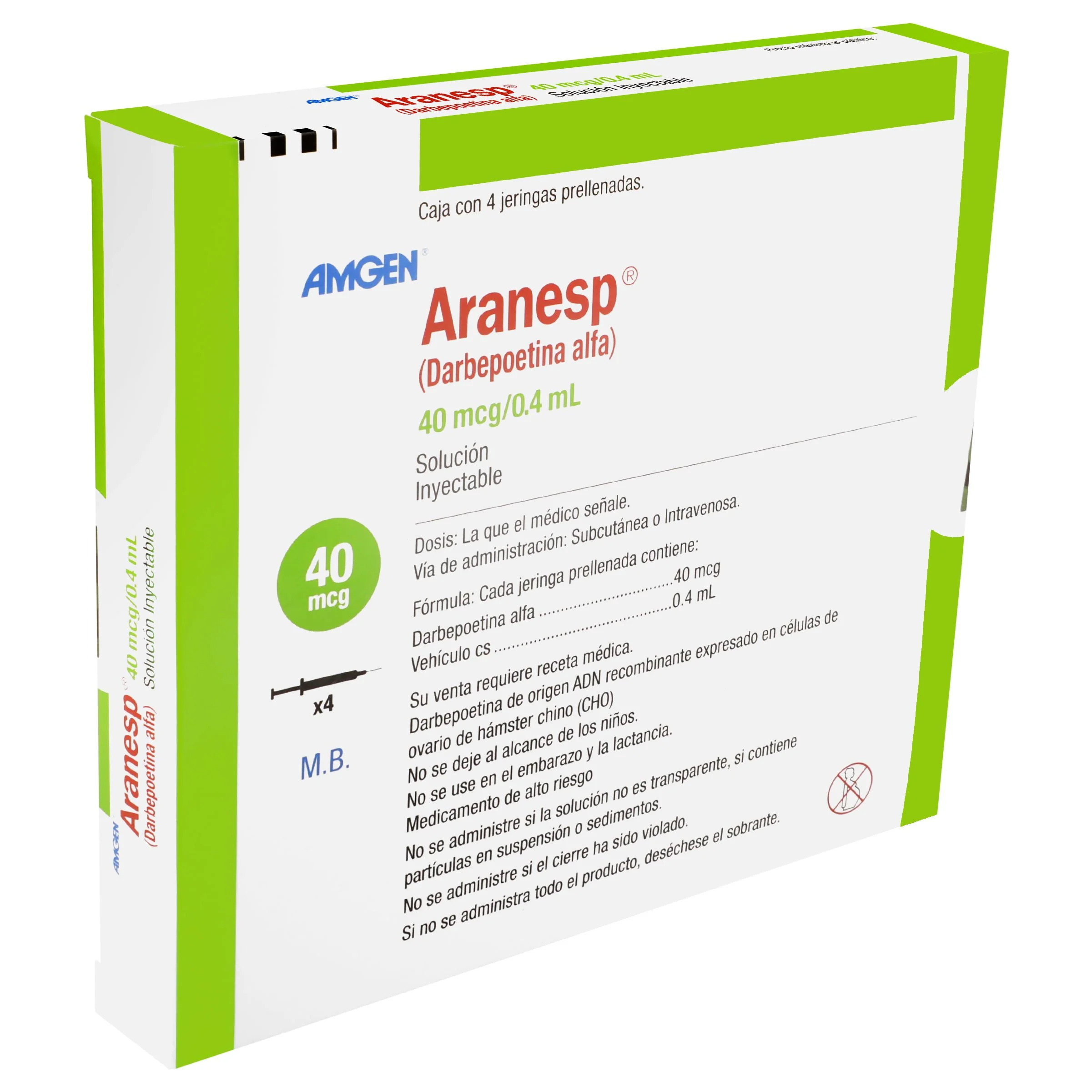 Aranesp 40 Mcg/0.4 Ml Con 4 Jeringas Prellenadas - Image 2