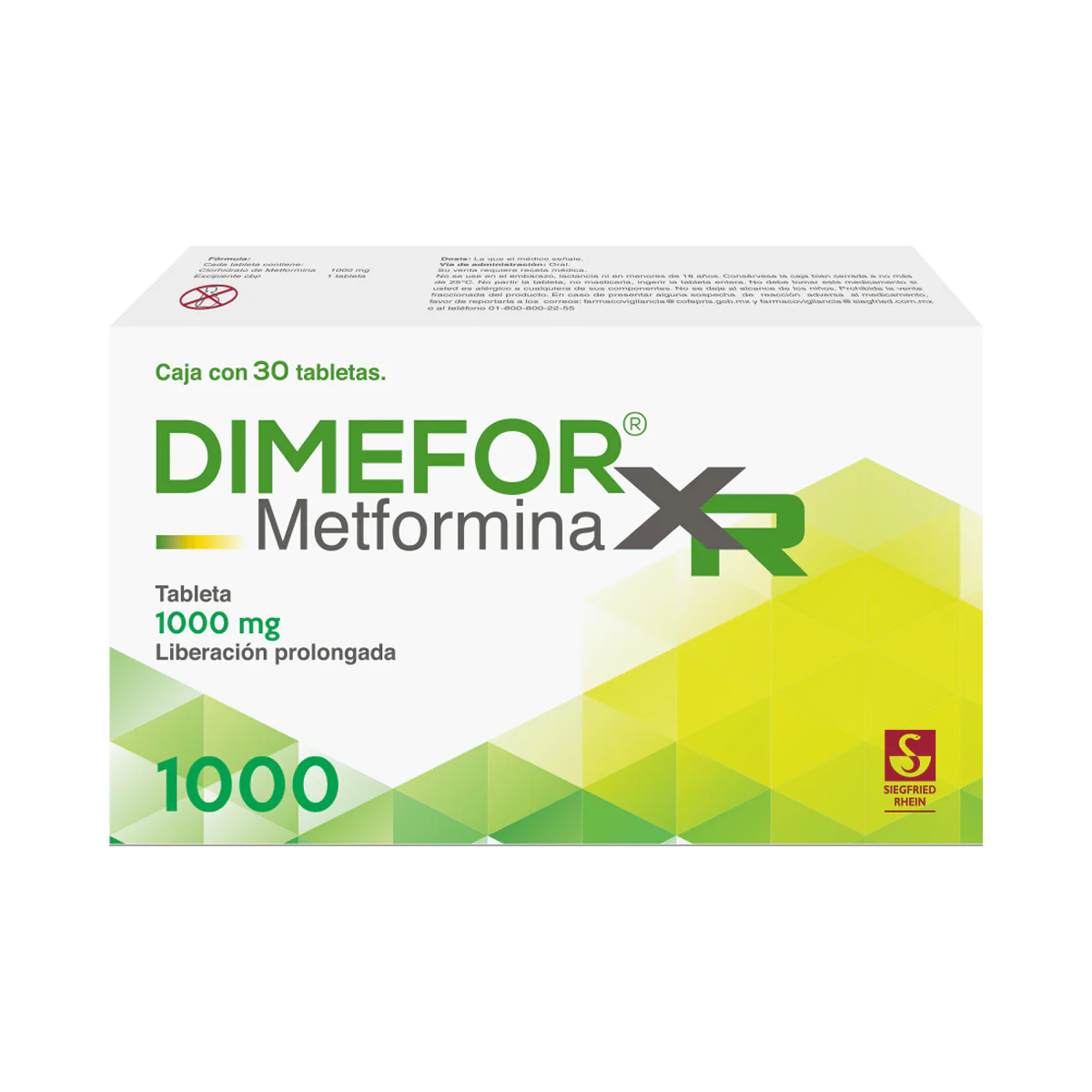 Dimefor Xr 1000 Mg - Caja Con 30 Tabletas (Metformina)