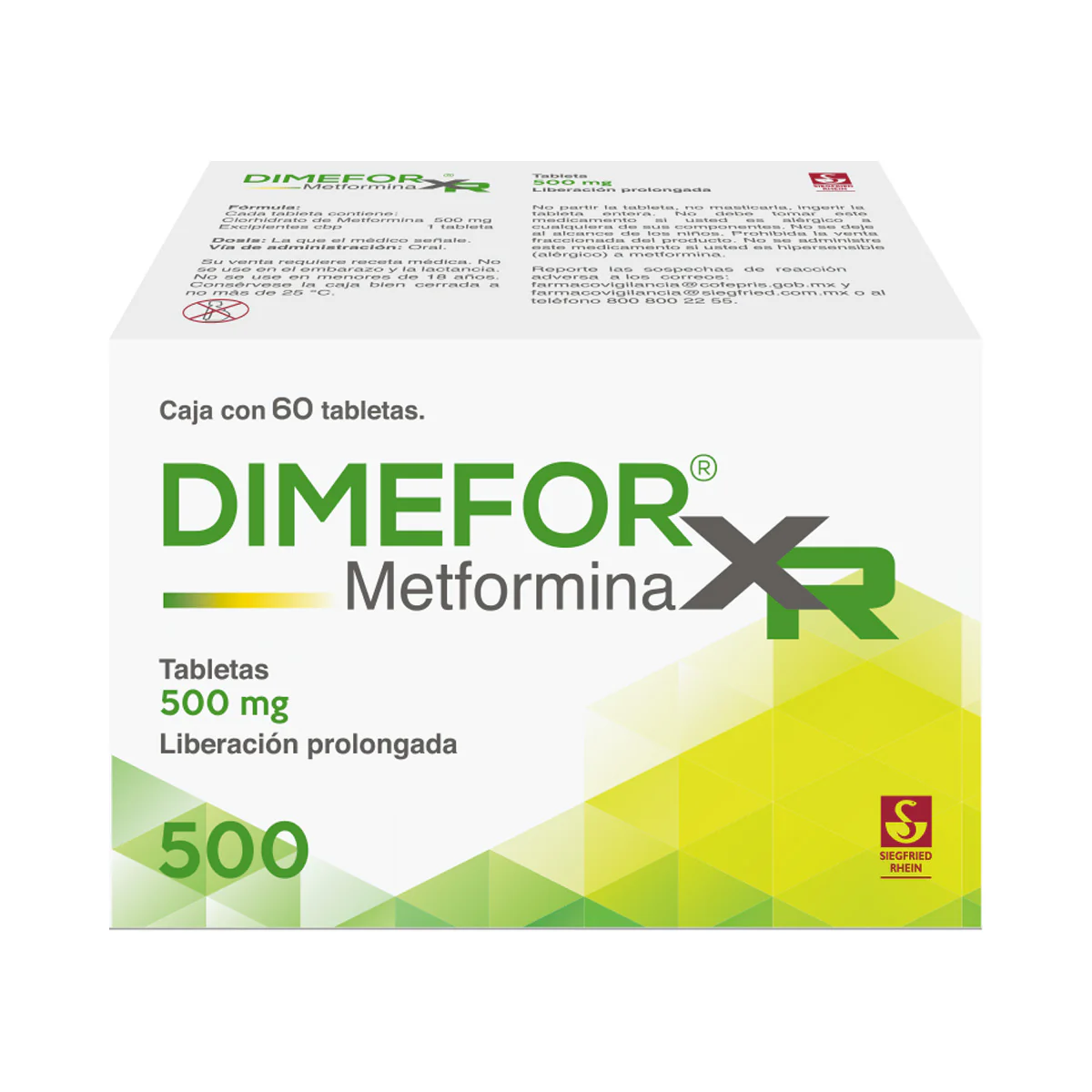 Dimefor Xr 500 Mg - Caja Con 60 Tabletas (Metformina)