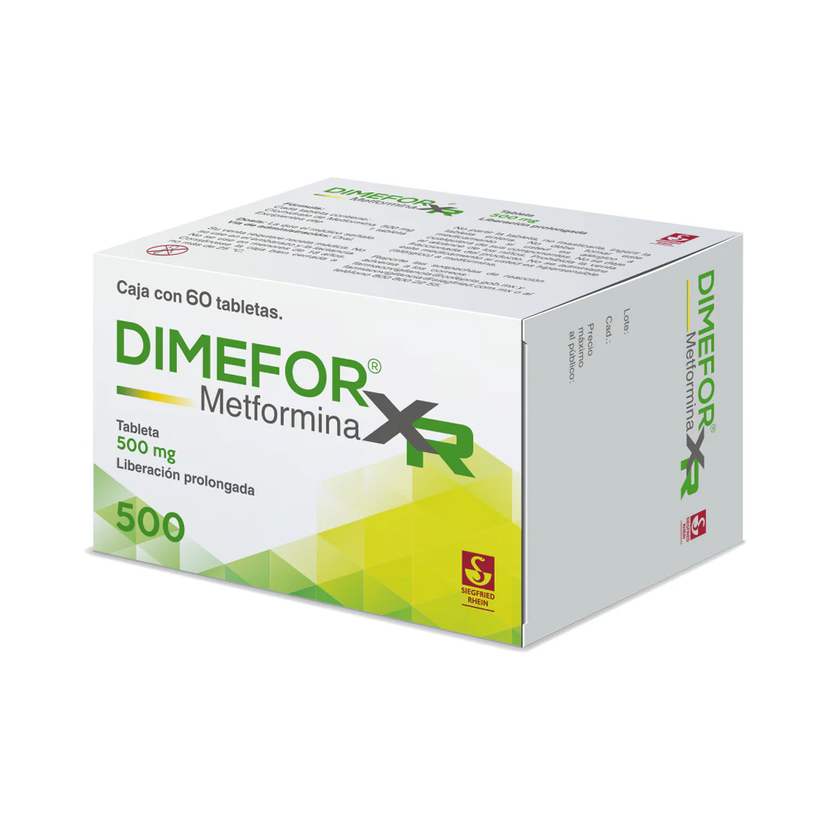 Dimefor Xr 500 Mg - Caja Con 60 Tabletas (Metformina) - Image 2