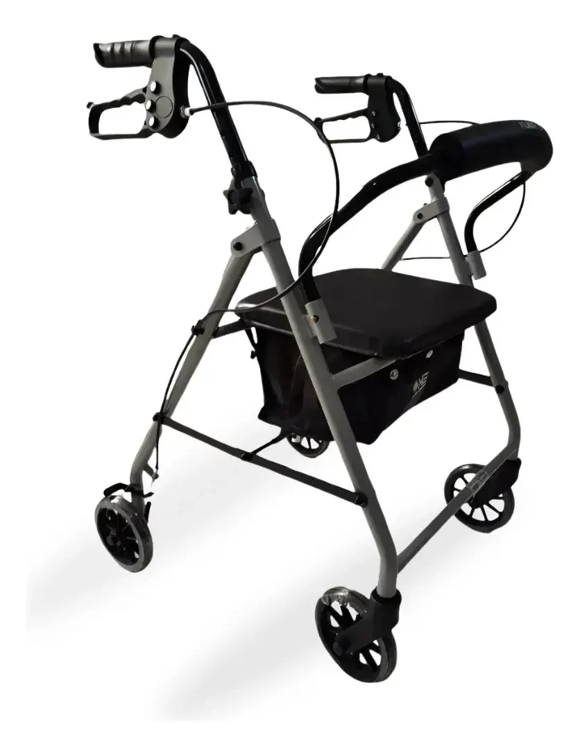 Andadera Rollator Plata Acero Con Bolsa Y Rueda 6X1