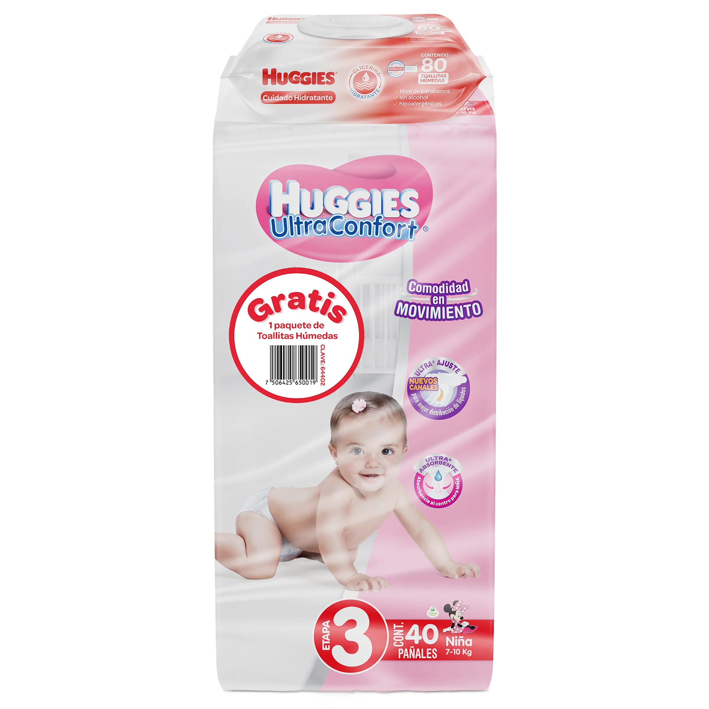 Pañal Huggies Ultra Conf Niña Con 40 Etapa 3 +Tas Hum