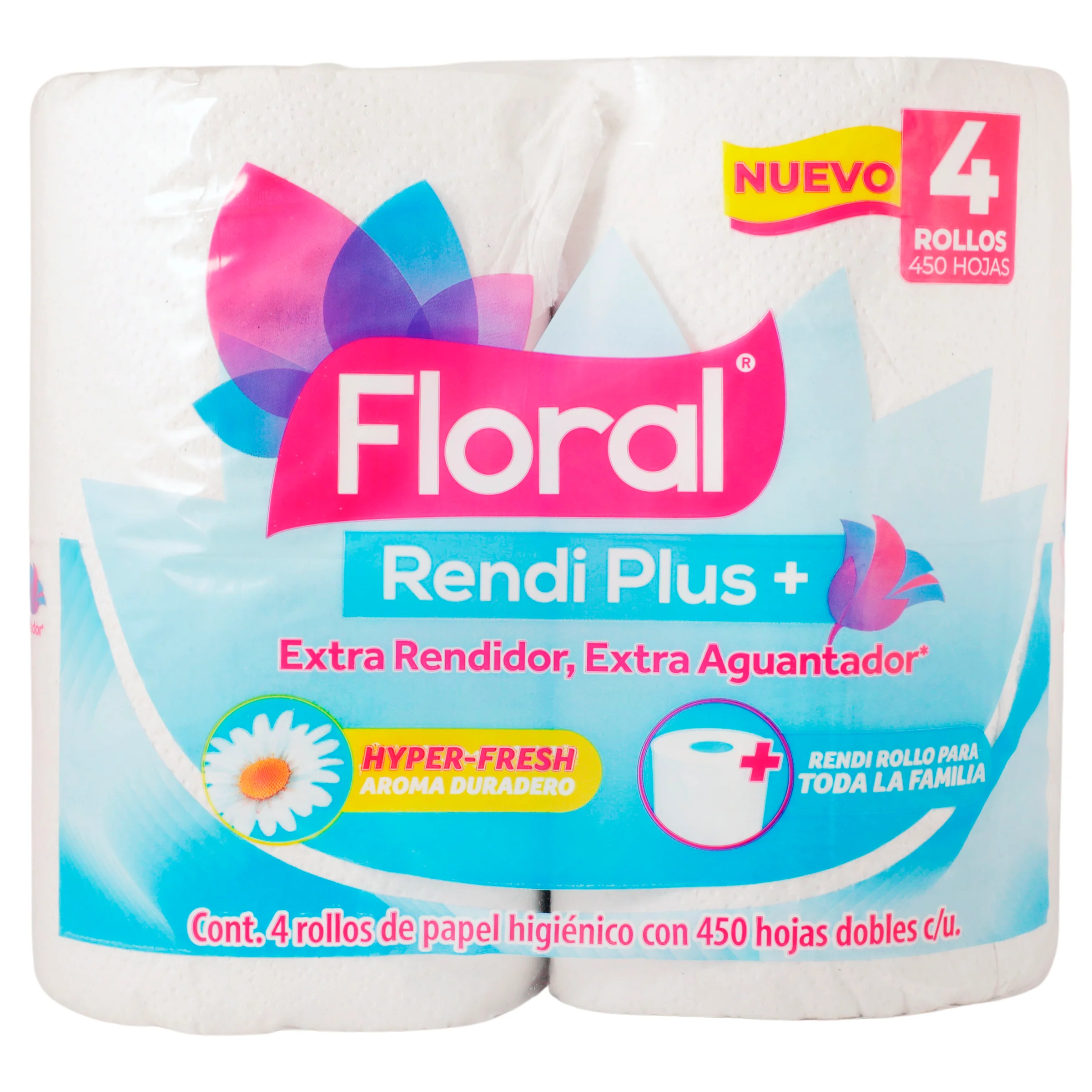 Papel Higienico Floral Rendi Plus + Con 4 Piezas