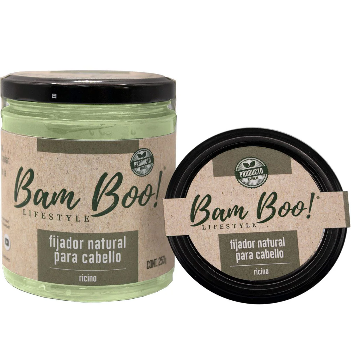 Bam Boo Fijador Natural Para Cabello Aceite De Ricino 253 G
