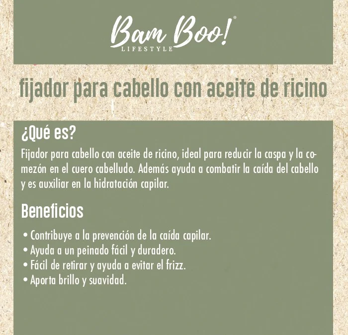 Bam Boo Fijador Natural Para Cabello Aceite De Ricino 253 G - Image 2