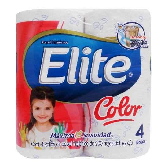 Papel Higienico Elite Color 200 Hojas Dobles C/4 Rollos
