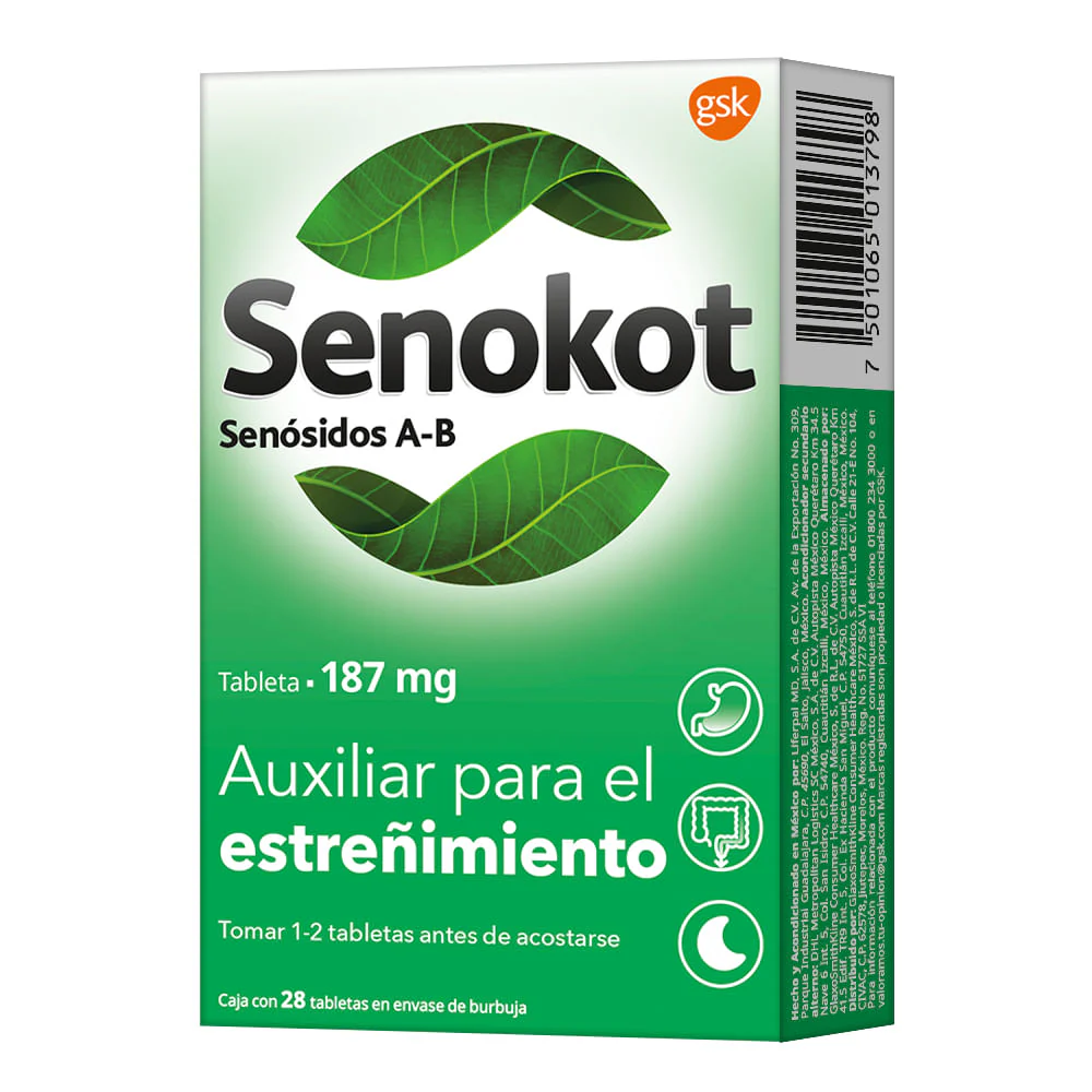 Senokot 187 Mg Senosidos A-B Con 28 Tabletas Estreñimiento