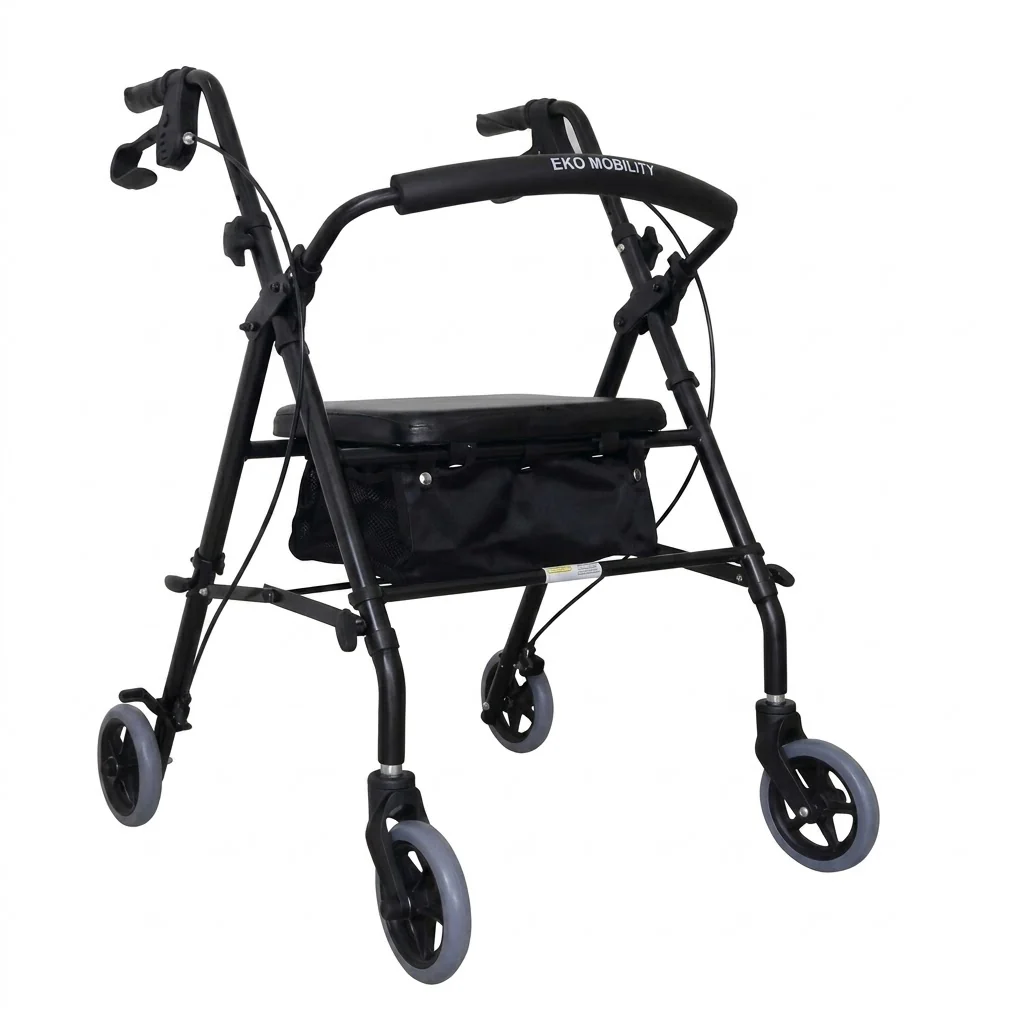 Er500102Cbc Andadera Rollator Kd Azul Acero Con Bolsa Y Ruedas 6X1