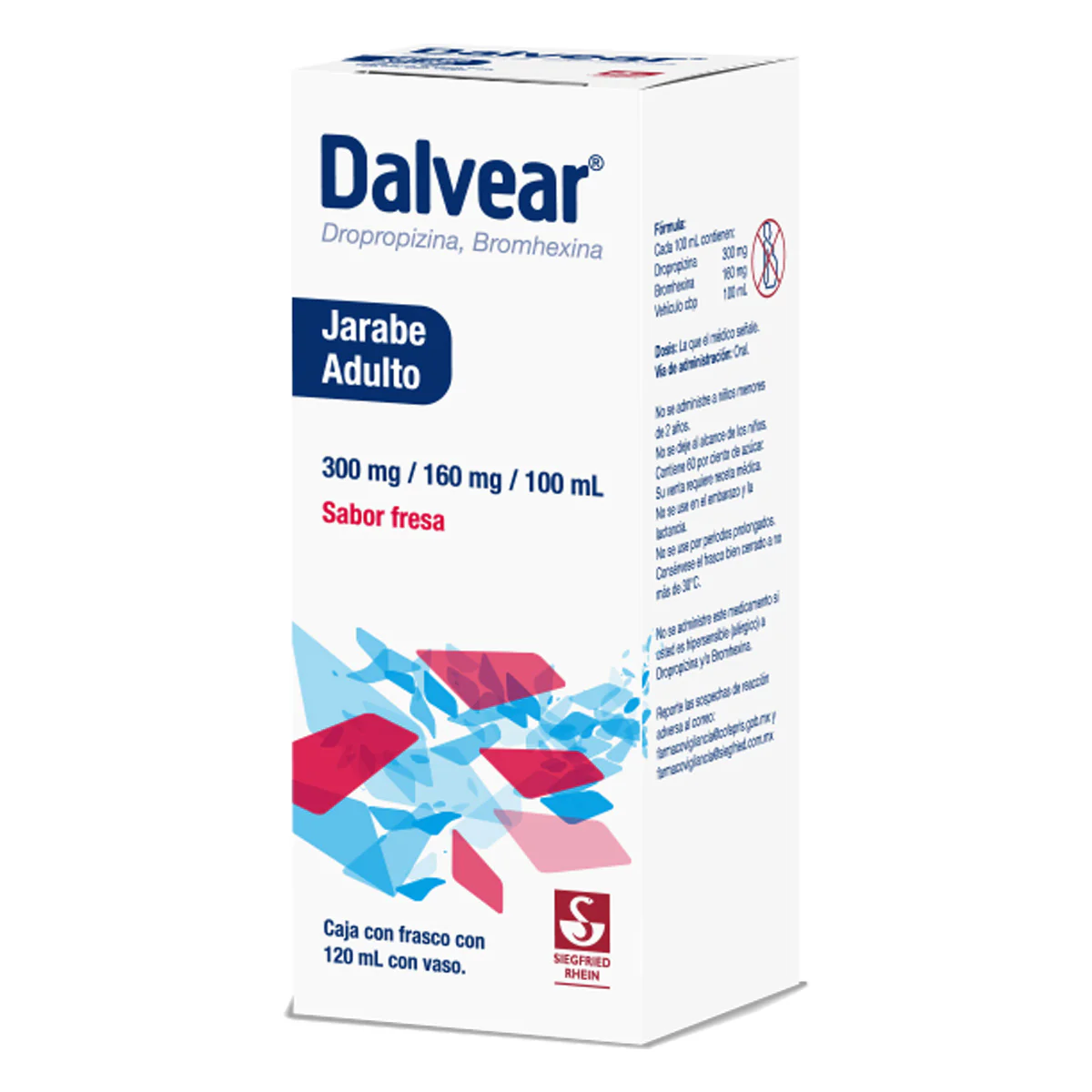 Dalvear Adulto 300 Mg / 160 Mg - Jarabe Sabor Fresa 120 Ml (Dropropizina Y Bromhexina) - Image 2