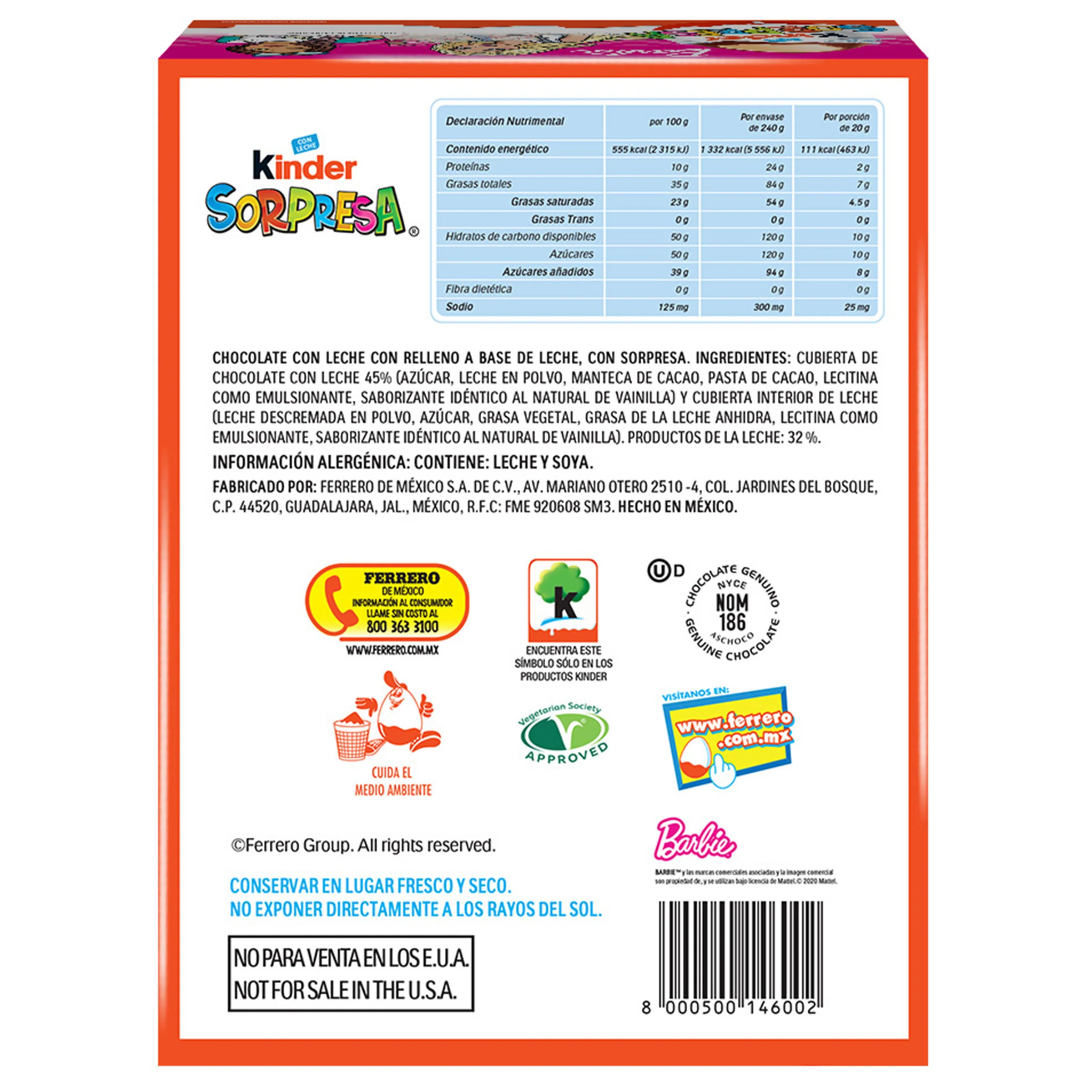 Chocolate Kinder Sorpresa Barbie Con 12 - Image 2