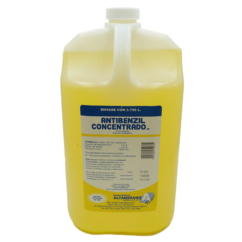 Cloruro De Benzalconio (Antibenzil) Amarillo 3.75Lts. Altamirano