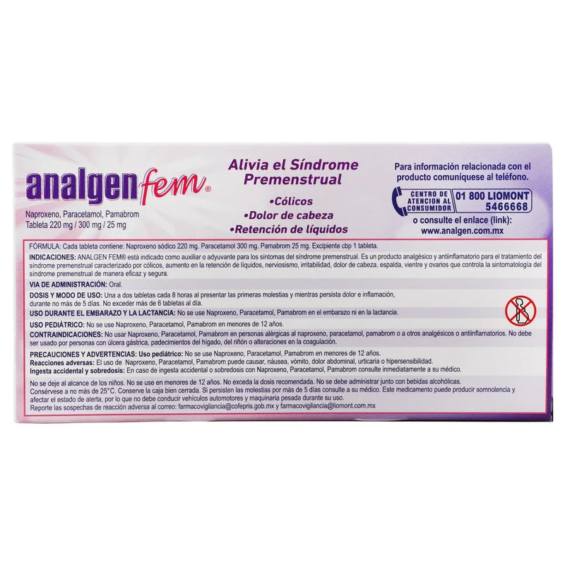 Analgen Fem 220/300/25 Mg Con 12 Tabletas - Image 2