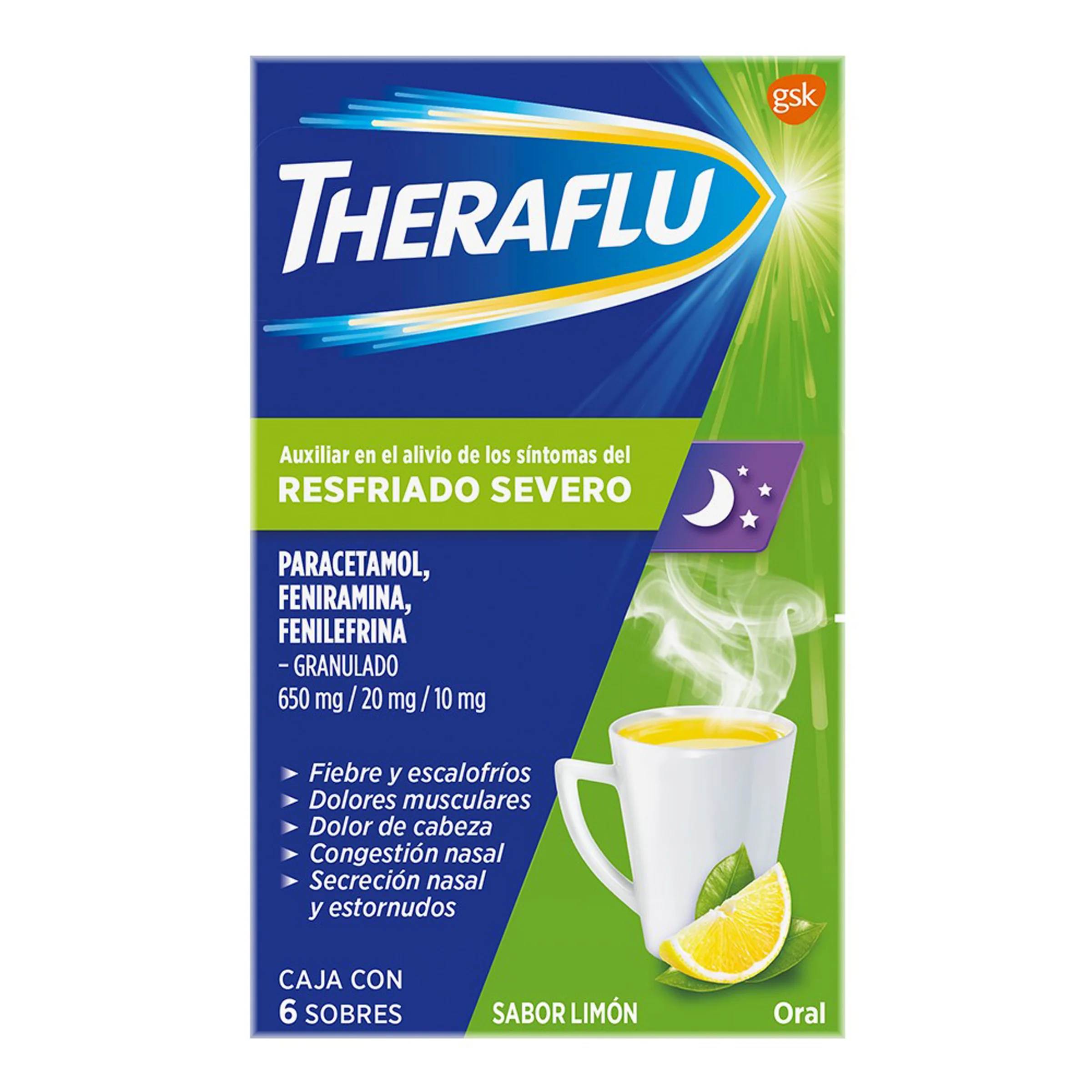 Theraflu Exverde 10 Mg Con 6 Sobres