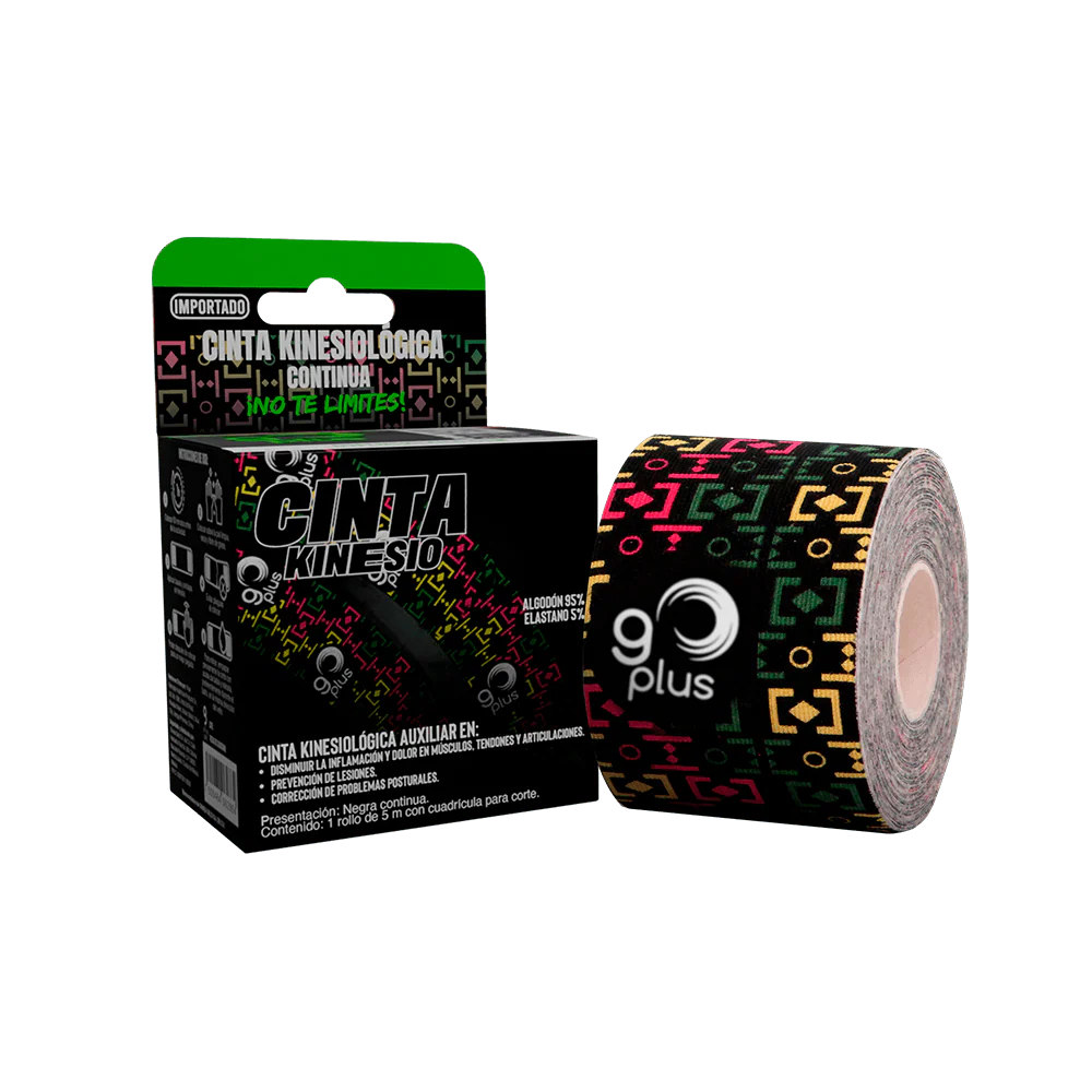 Cinta Kinesiologica Go Plus Negra Rollo 5 Metros