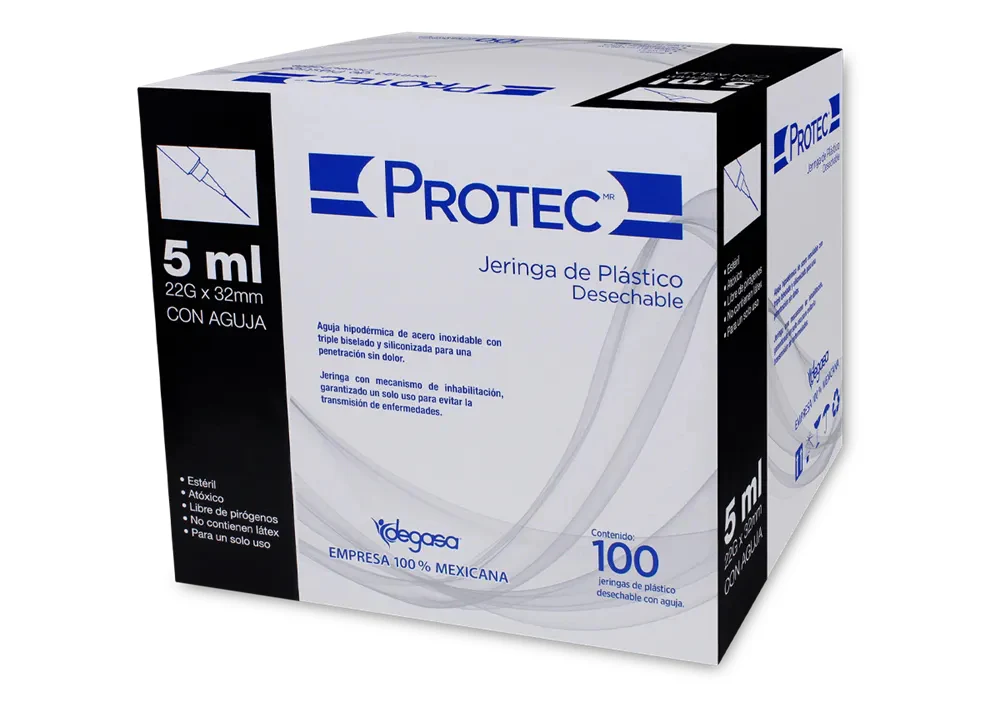 Jeringa Desechable 5Ml 22Gx32Mm 100 Piezas