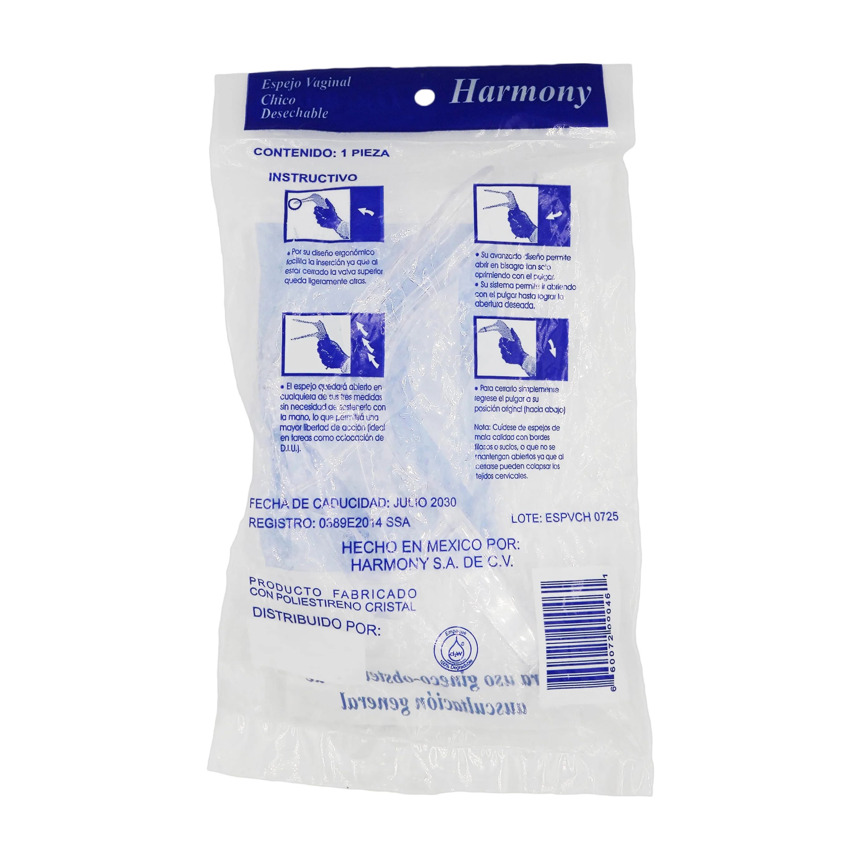 Espejo Vaginal Desechable Chico Harmony