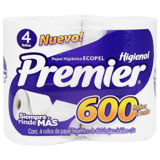 Paq. Papel Hig Premier Max 600 Hjas Con 4 Rollos
