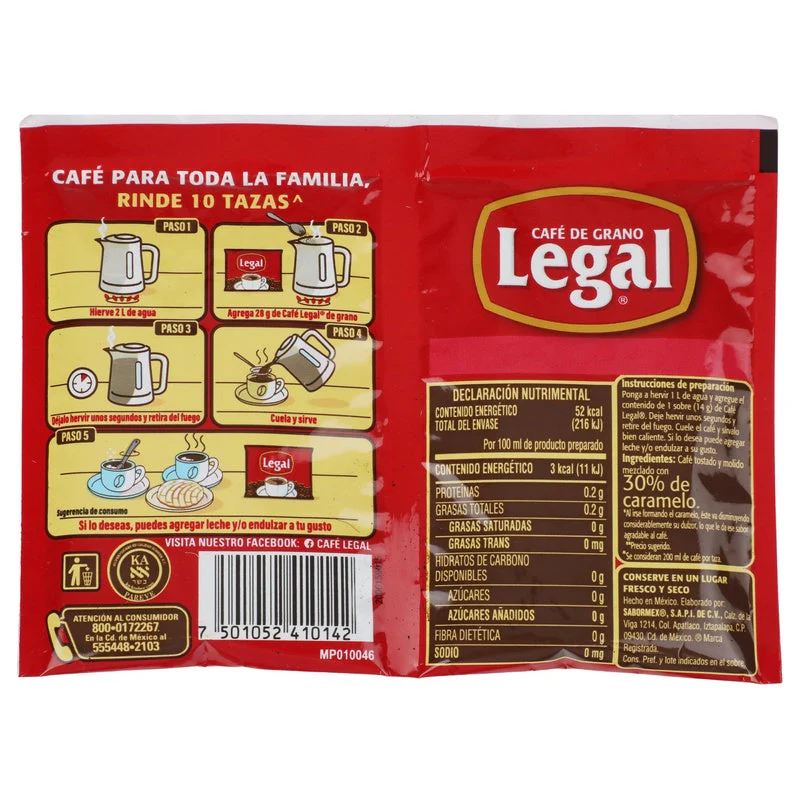 Cafe Legal Sobre 28 G