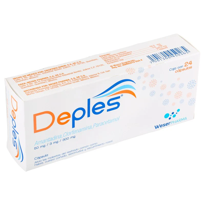 Deples (Amantadina,Clorfenamina,Paracetamos) Con 24 Capsulas - Image 2